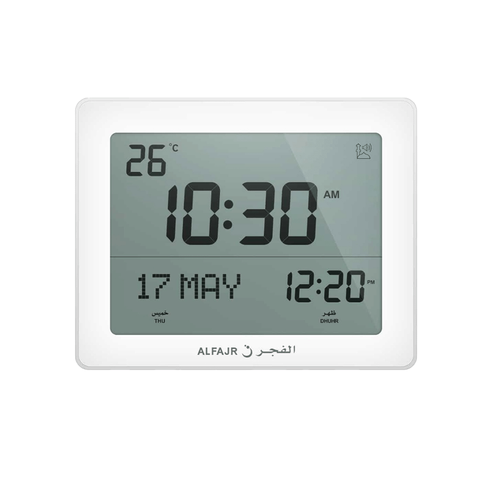 ساعة حائط الفجر  شكل مربع موديل CF-19 -ابيض