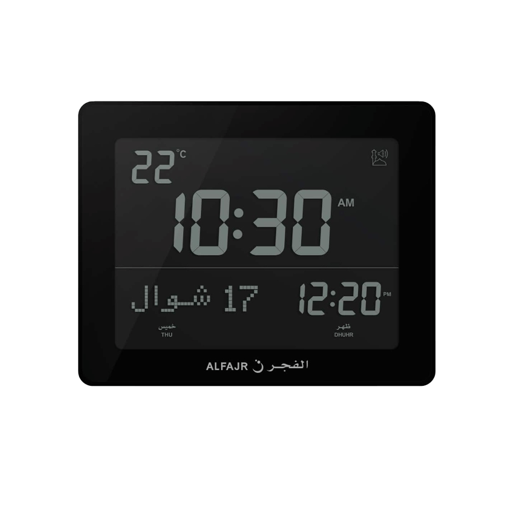 ساعة حائط الفجر  شكل مربع موديل CF-19 -اسود
