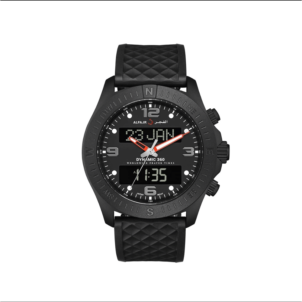 ساعة يد الفجر داينمك بهيكل فولاذ وسوار جلد أسود - موديل WH-24