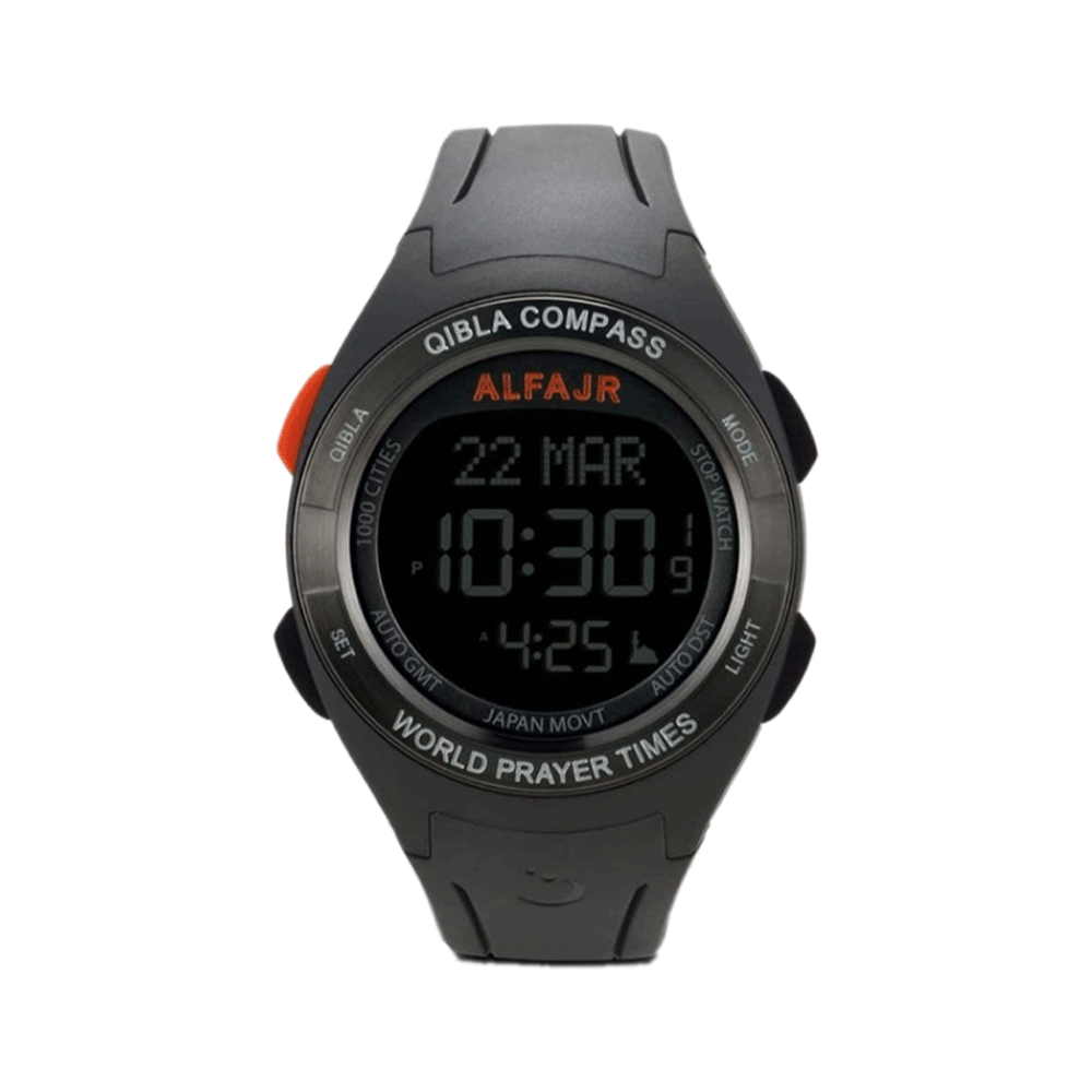  ساعة يد القبلة رياضية بحزام من البلاستيك  موديل WQ-18 - رمادي
