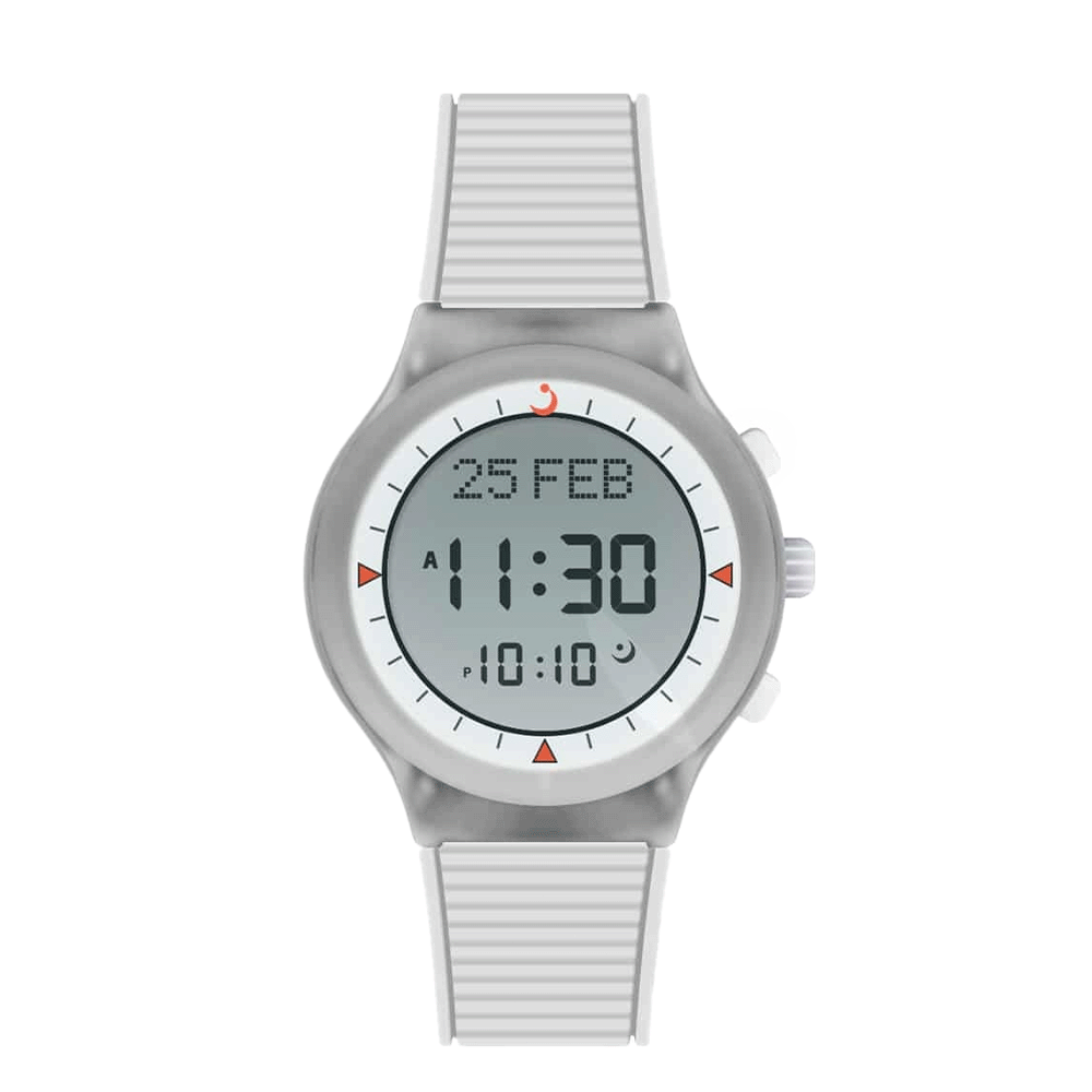 ساعة يد الفجر رياضية بإطار بلاستيك وسوار من السيلكون موديل WY-16-  رمادي