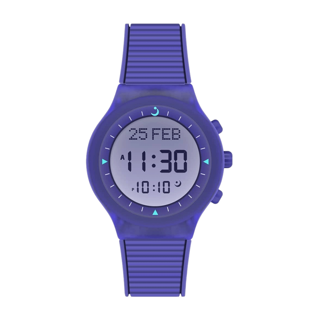ساعة يد الفجر  رياضية بإطار بلاستيك وسوار من السيلكون  موديل WY-16 - بنفسجي