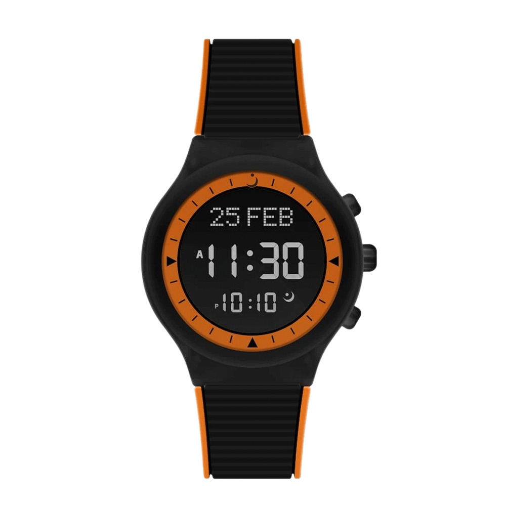 ساعة يد الفجر  رياضية بإطار بلاستيك وسوار من السيلكون  موديل WY-16 - اسود