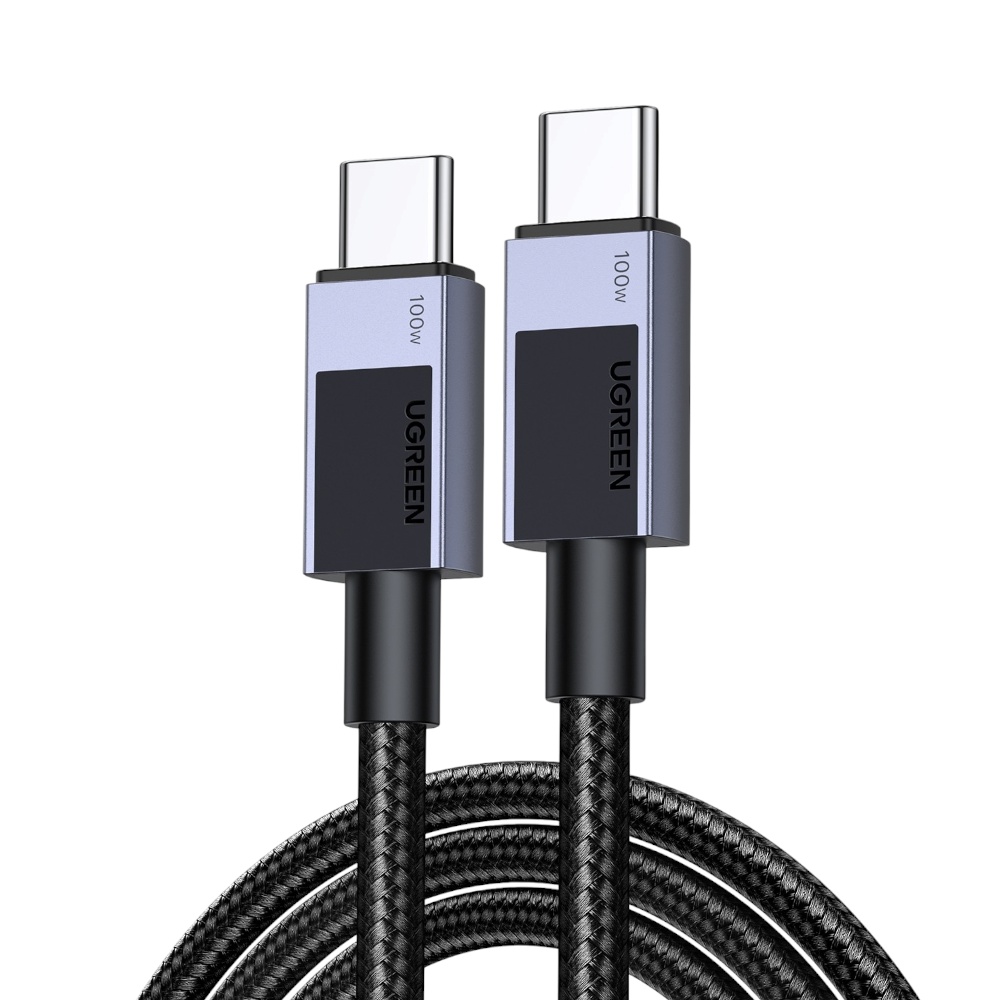  كابل  يوجرين يو اس بي تايب سي جهتين بقوة 100 وات للشحن السريع طول 2 متر - اسود