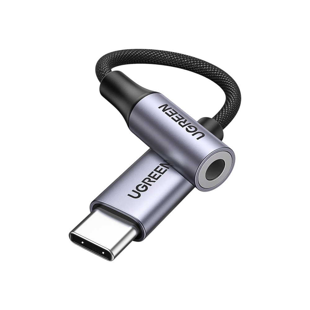 تحويلة  يوجرين من تايب سي إلى منفذ سماعات 3.5 ملم - أسود