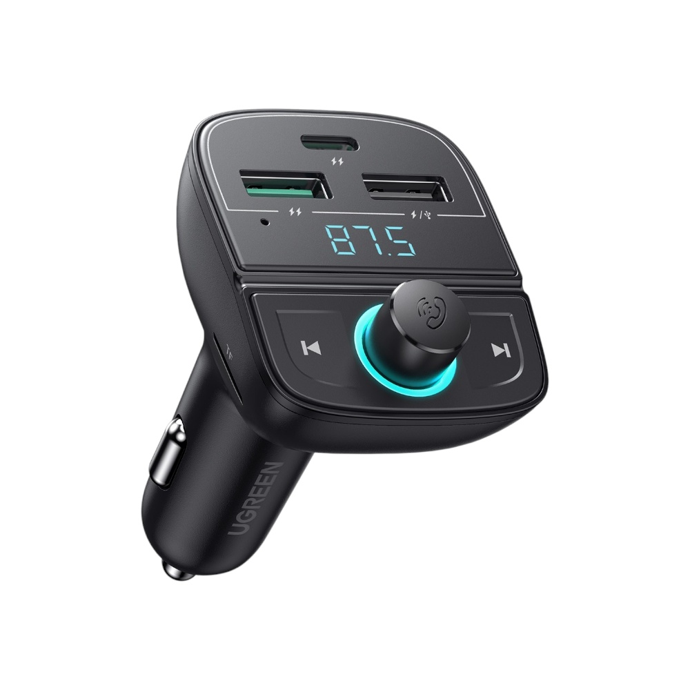  شاحن سيارة  يوجرين بلوتوث 5.0 مع QC3.0 مع يو اس بي فلاش درايف و منفذ ذاكرة - أسود