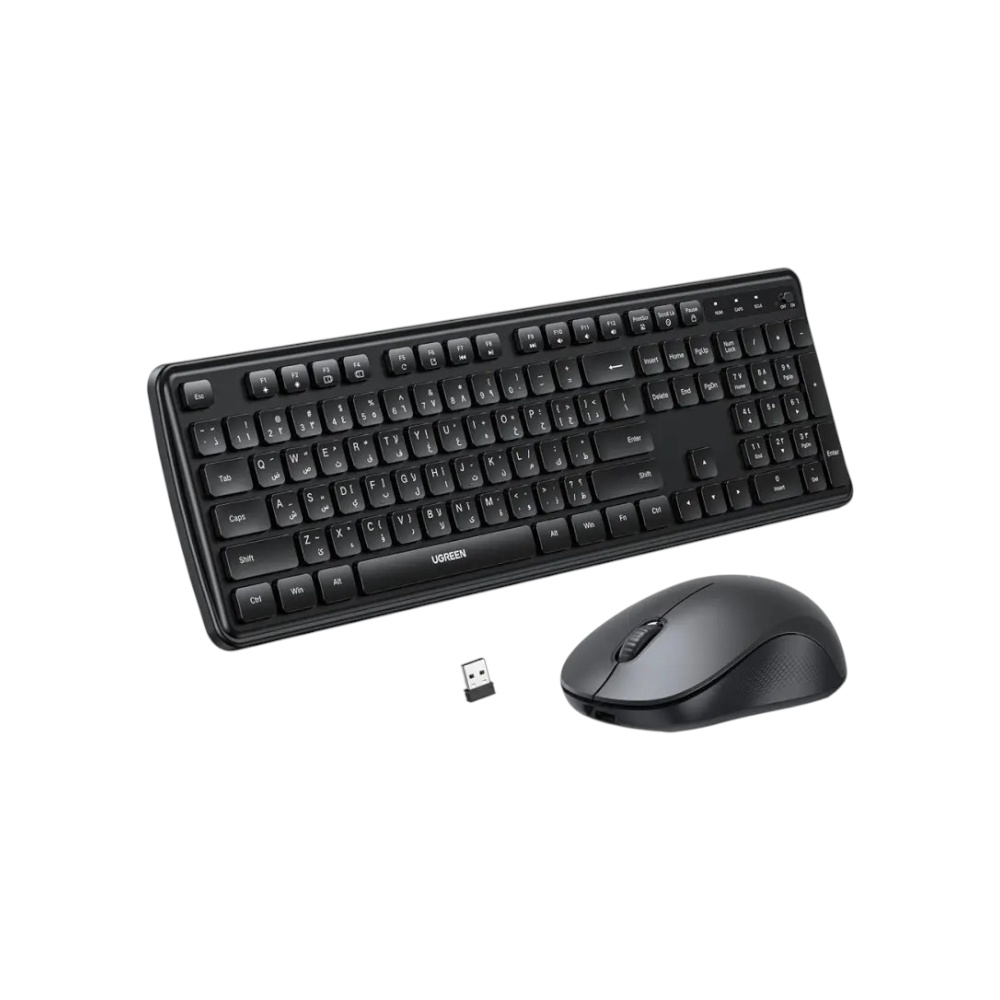 طقم كيبورد وماوس لاسلكي يوجرين كلاسيكي موديل 65781 - أسود