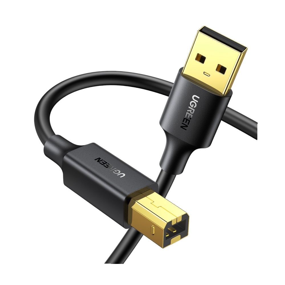 كابل طابعة يوجرين USB 2.0 من النوع A إلى B بطول 1.5 متر موديل 10350 - أسود