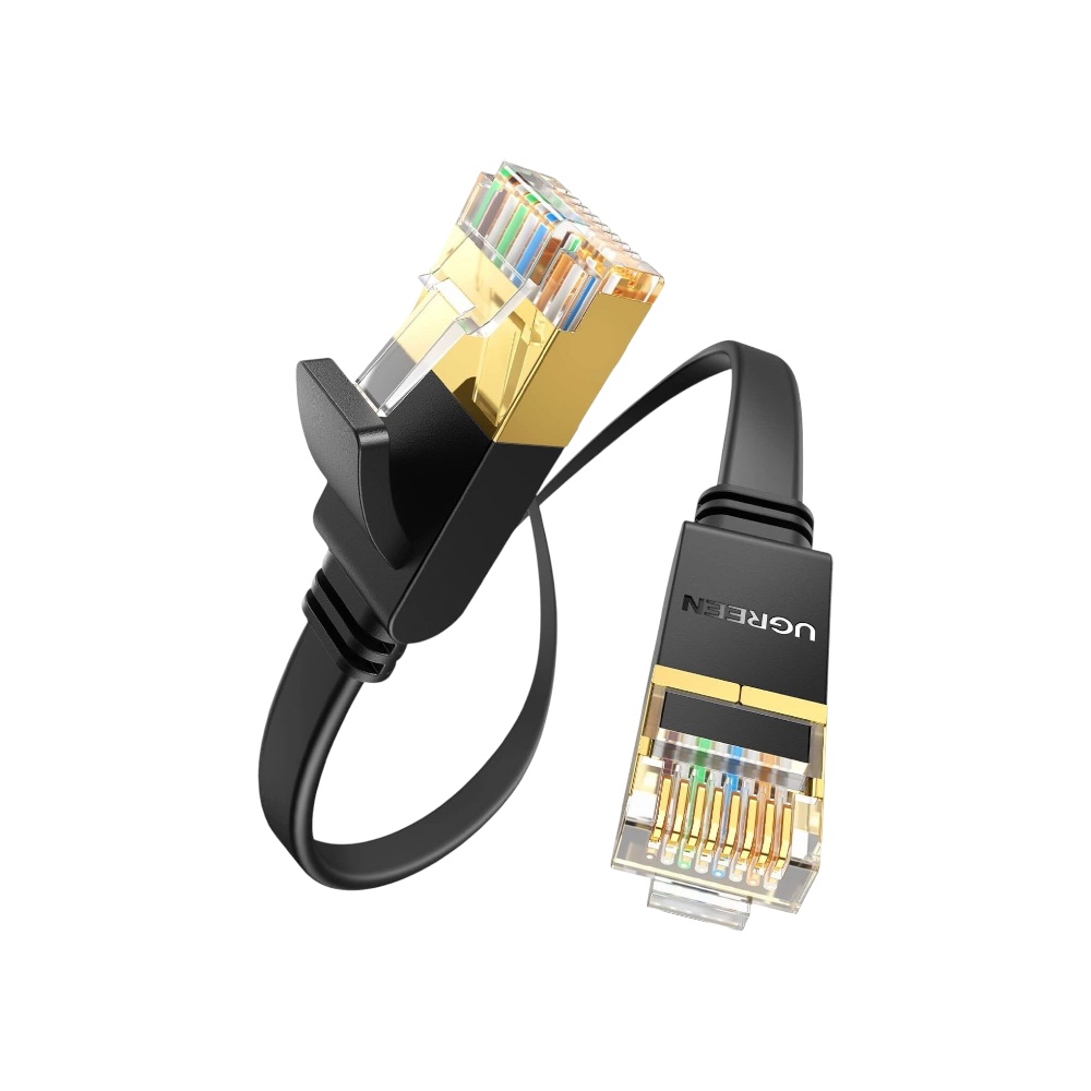 كابل شبكة يوجرين Cat 7 مسطح فائق السرعة 10 جيجابت بطول 15 متر موديل 11266 - أسود