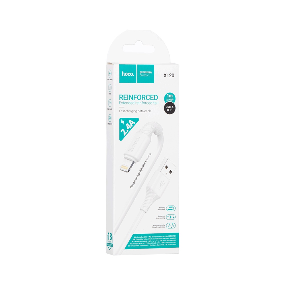 كابل شحن يو اس بي لايتنينج هوكو بقوة 2.4 أمبير بطول 1 متر موديل X120 - أسود