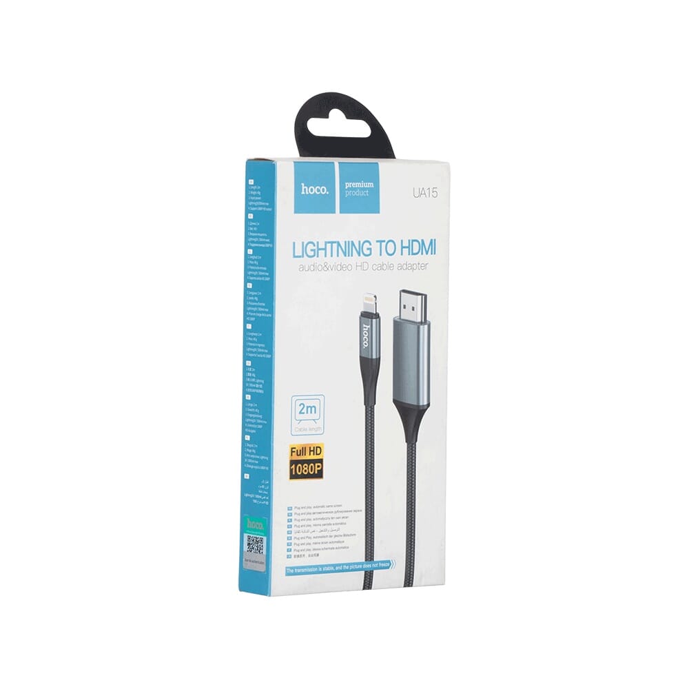 كابل تحويل هوكو من لايتنينج إلى HDMI بطول 2 متر موديل UA15 - أسود