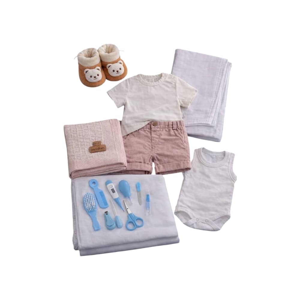 باقة مولود متكاملة بعناية…
 أناقة في التفاصيل، نعومة في الخامات، وفخامة تليق بأجمل هدية