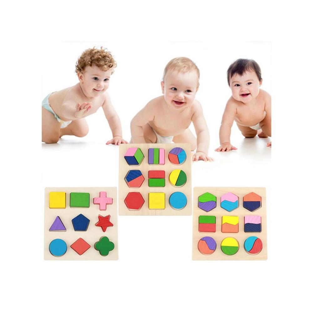 يوسو أحجية تركيب خشبية أشكال هندسية ملونة 