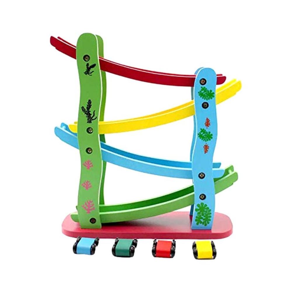 جريزلي منحدر خشبي لسيارات السباق المصغرة 4 مستويات - متعدد الألوان