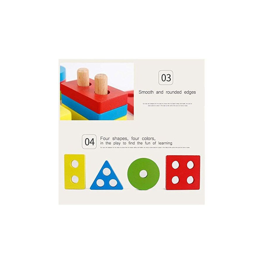 لوزر لعبة تصنيف الأشكال مكعبات خشبية ملونة 16 قطعة - 6.3x5.4x2.6 بوصة