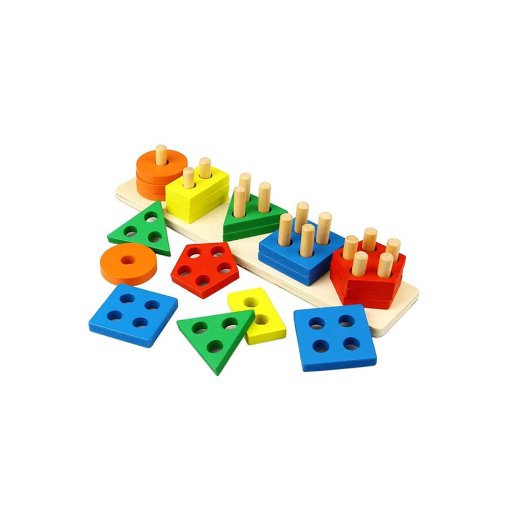 فاكتوري برينس لعبة تعليمية خشبية - 5 أشكال هندسية