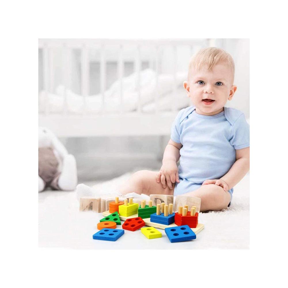 فاكتوري برينس لعبة تعليمية خشبية - 5 أشكال هندسية