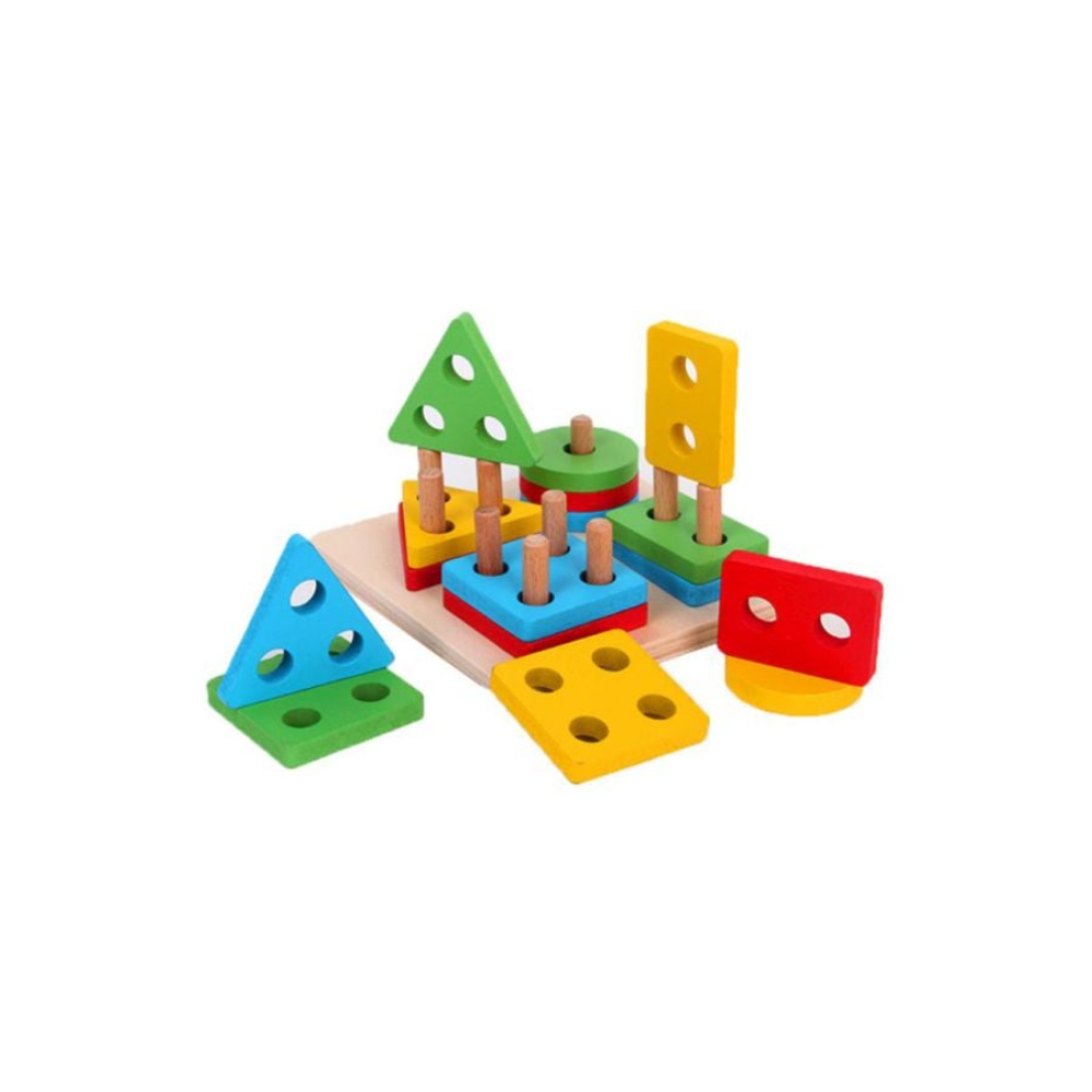 شاربدو لعبة تكديس خشبية بأبعاد 13.8x13.8x3.5 سم