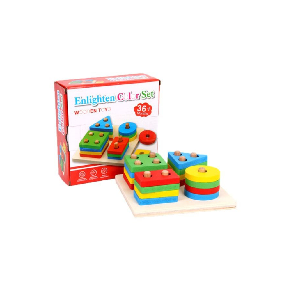 شاربدو لعبة تكديس خشبية بأبعاد 13.8x13.8x3.5 سم