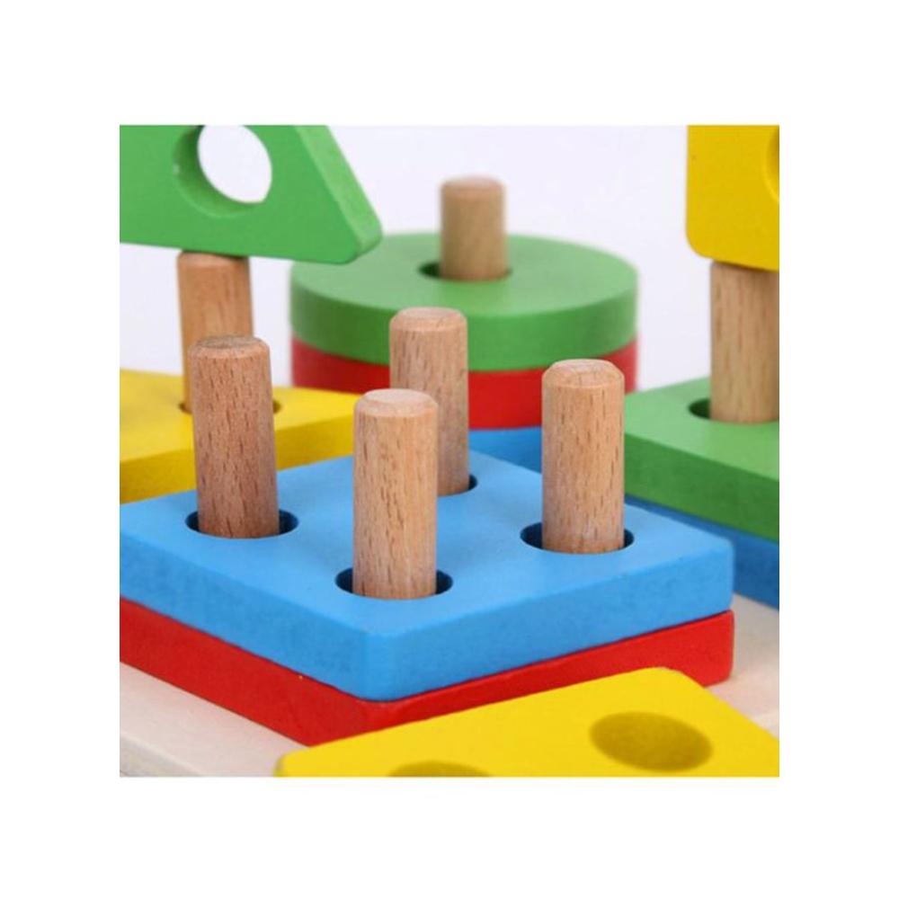 شاربدو لعبة تكديس خشبية بأبعاد 13.8x13.8x3.5 سم