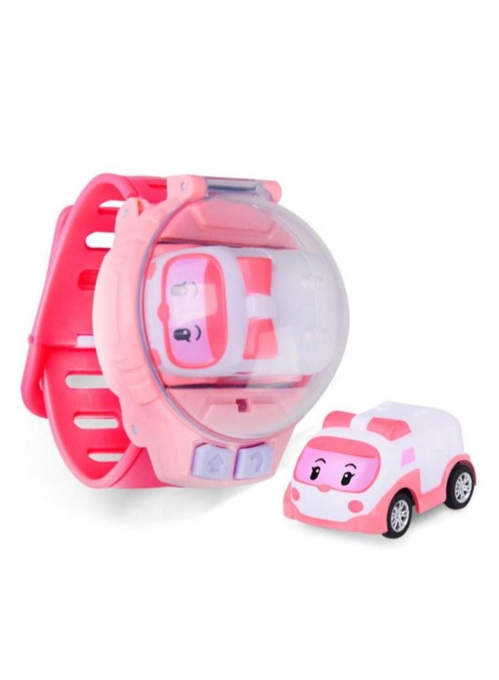 لعبة مرح سيارة تحكم عن بعد صغيرة بساعة سباق 2.4 جيجا هرتز وشحن USB - تصميم كرتوني