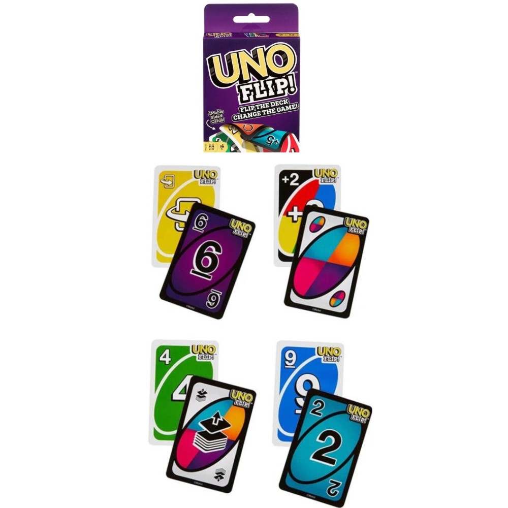 لعبة مرح لعبة بطاقات اونو فليب مزدوجة الجانب - 9.23x1.9x14.44 سم