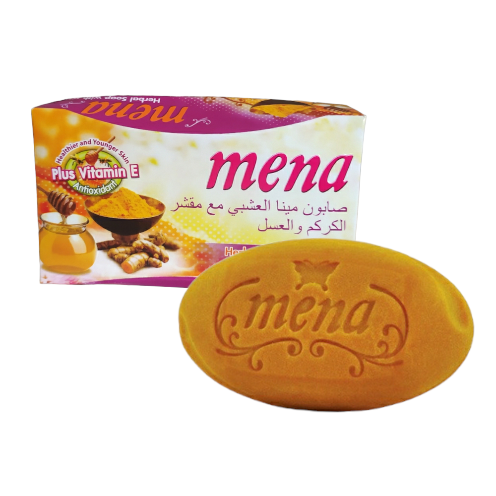 صابون عشبي من مينا مع مقشر الكركم والعسل الأصلي - 100 جرام