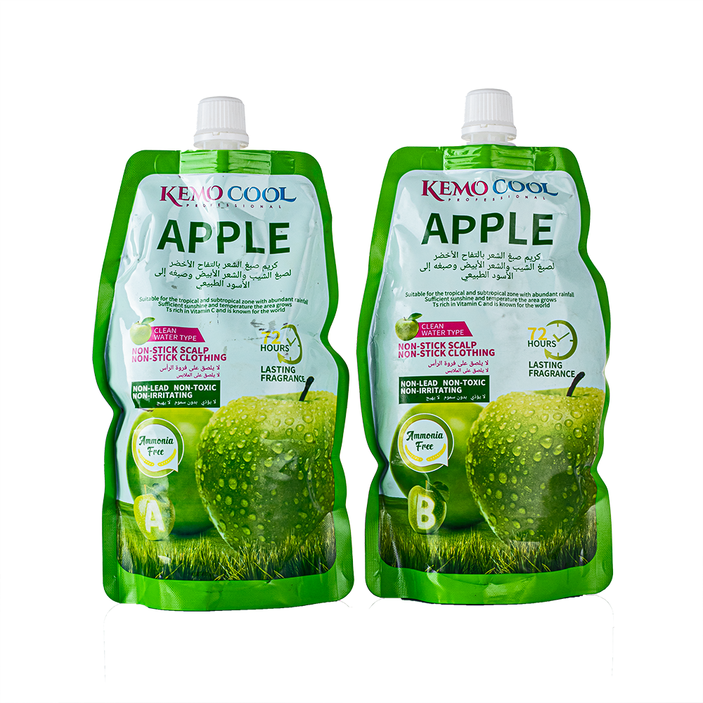 كيمو كول مجموعة كريم صبغ الشعر بالتفاح الأخضر للشيب و الشعر الأبيض - أسود