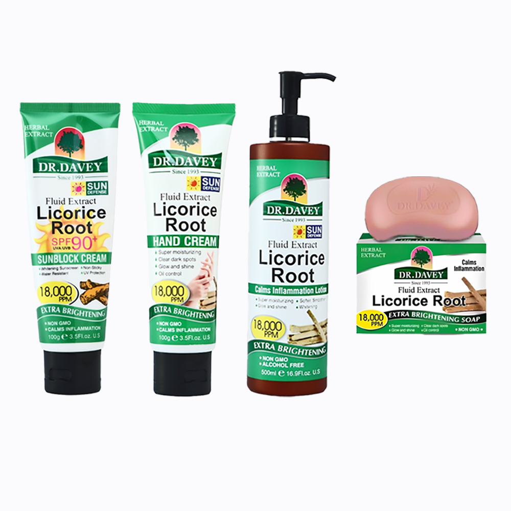 دكتور ديفي مجموعة عرق السوس لتفتيح البشرة و معالجة التصبغات - 4 قطع