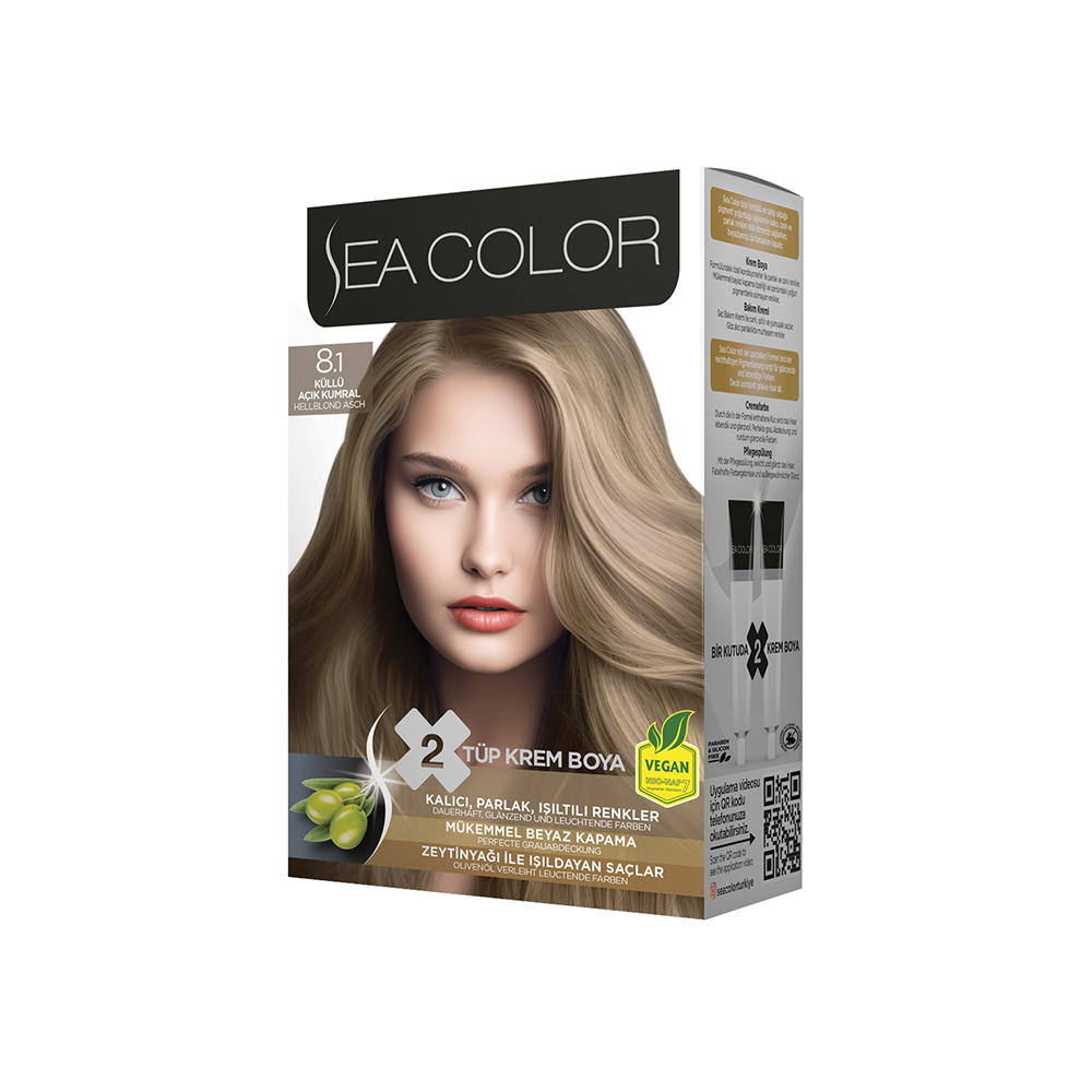 سي كولور صبغة شعر دائمة خالية من الامونيا رقم 8.1 - أشقر رمادي فاتح