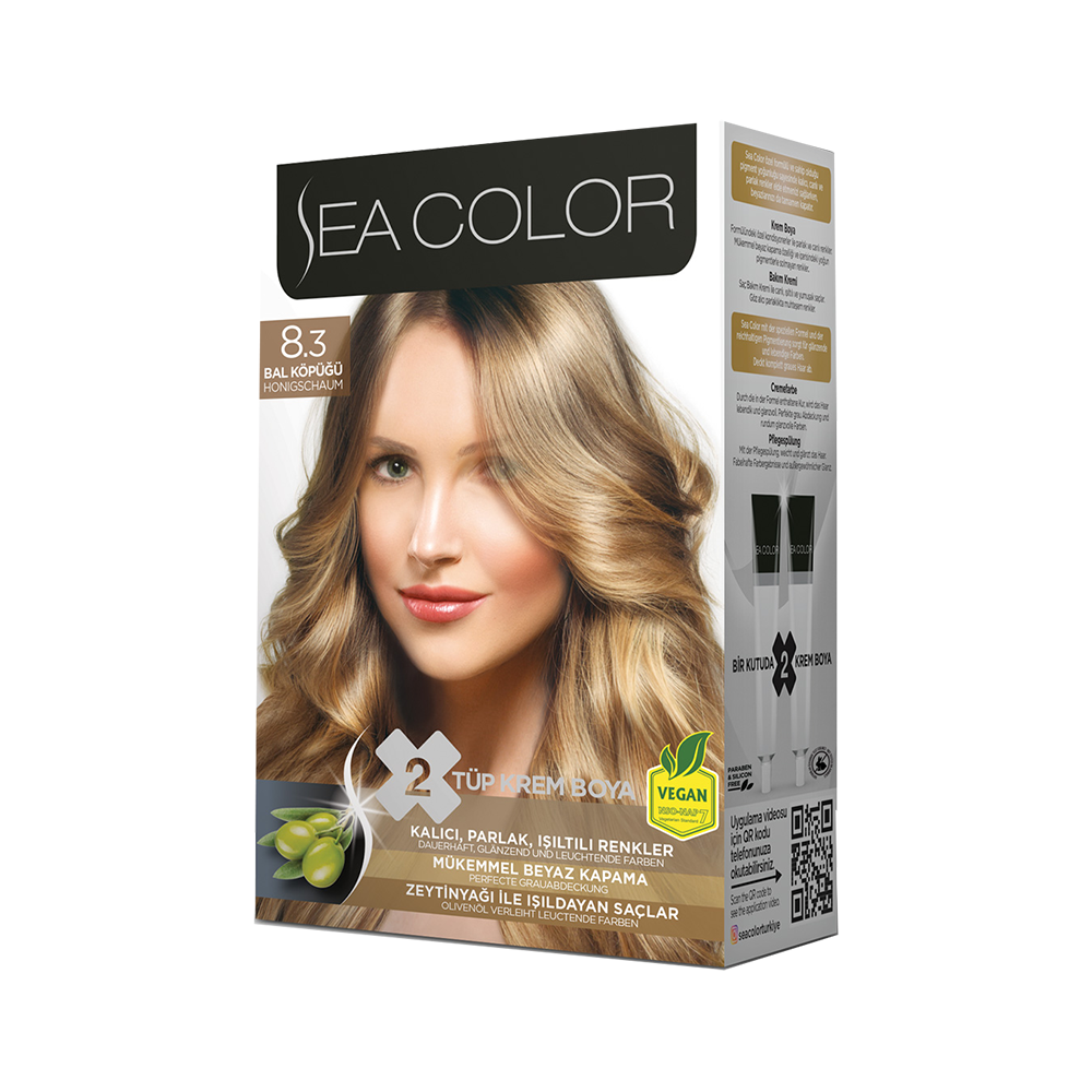 سي كولور صبغة شعر دائمة خالية من الامونيا رقم 8.3 - رغوة العسل