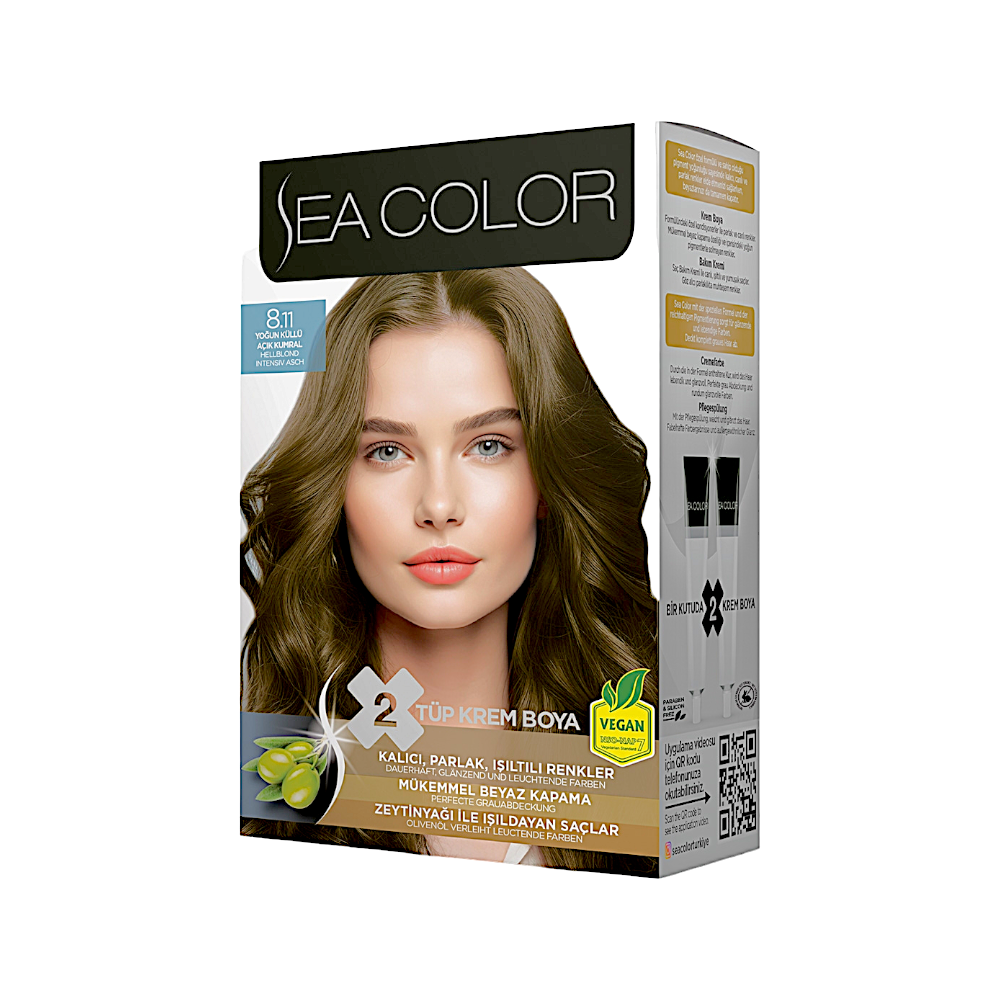 سي كولور صبغة شعر دائمة خالية من الامونيا رقم 8.11 - زيتوني فاتح