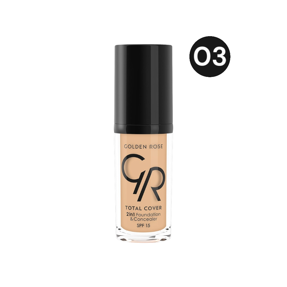 جولدن روز كريم أساس عاجي خافي العيوب 2 في 1 تغطية كاملة - 30 مل