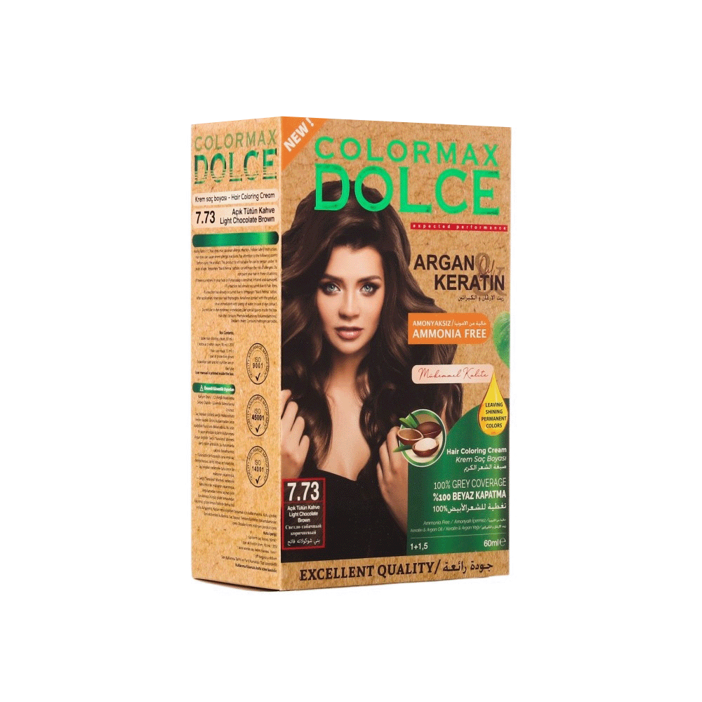 كولور ماكس دولتشي صبغة شعر خالية من الأمونيا رقم 7.73 - بني شوكولاته فاتح