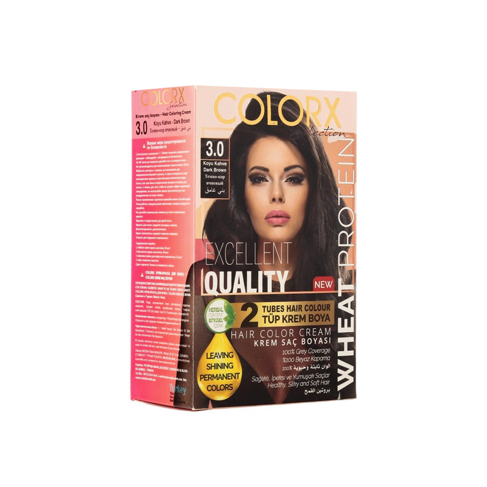 كولور اكس صبغة شعر خالية من الأمونيا رقم 3.0 - بني غامق