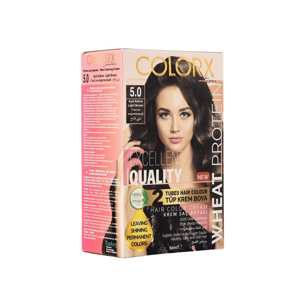 كولور اكس صبغة شعر خالية من الأمونيا رقم 5.0 - بني فاتح