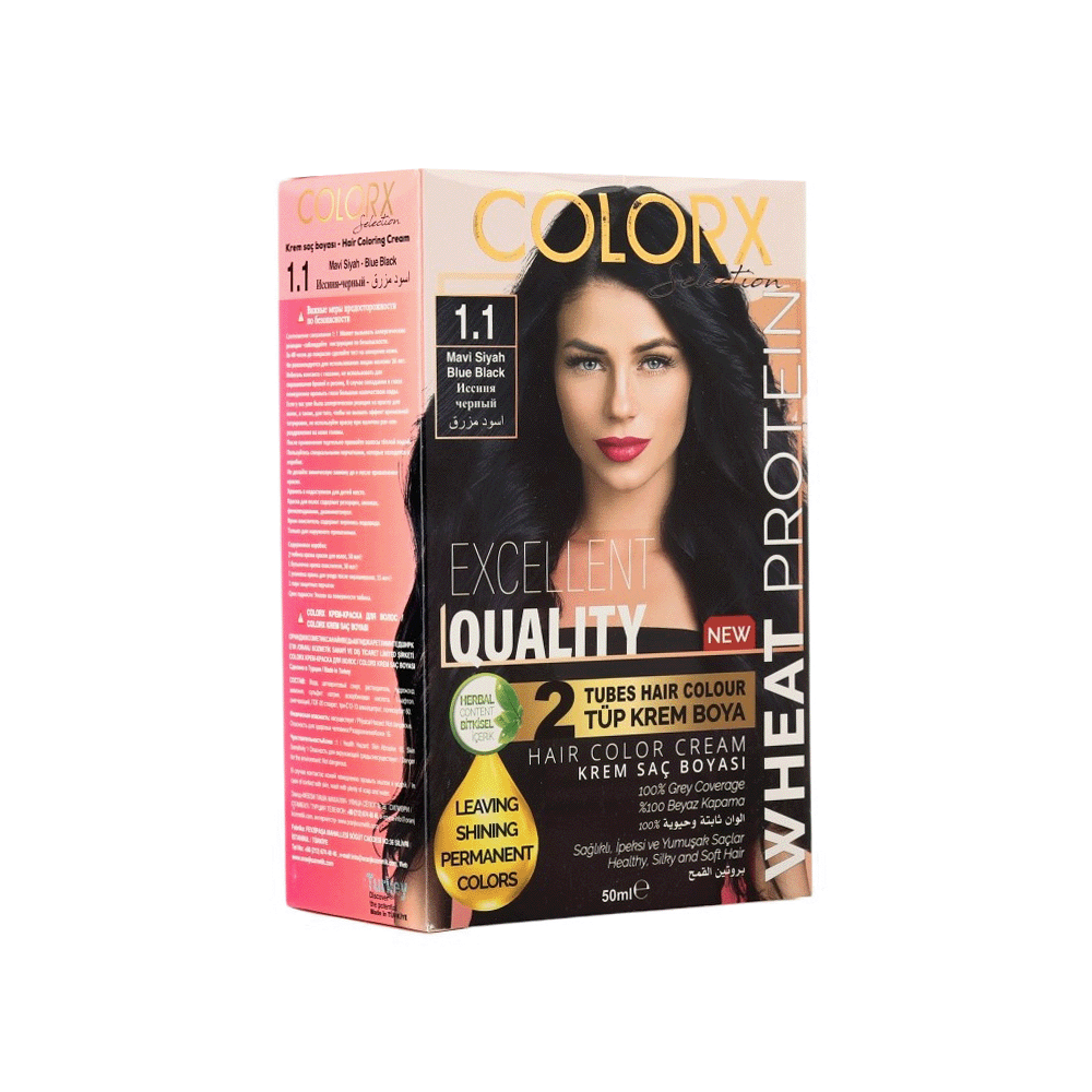 كولور اكس صبغة شعر خالية من الأمونيا رقم 1.1 - اسود مزرق