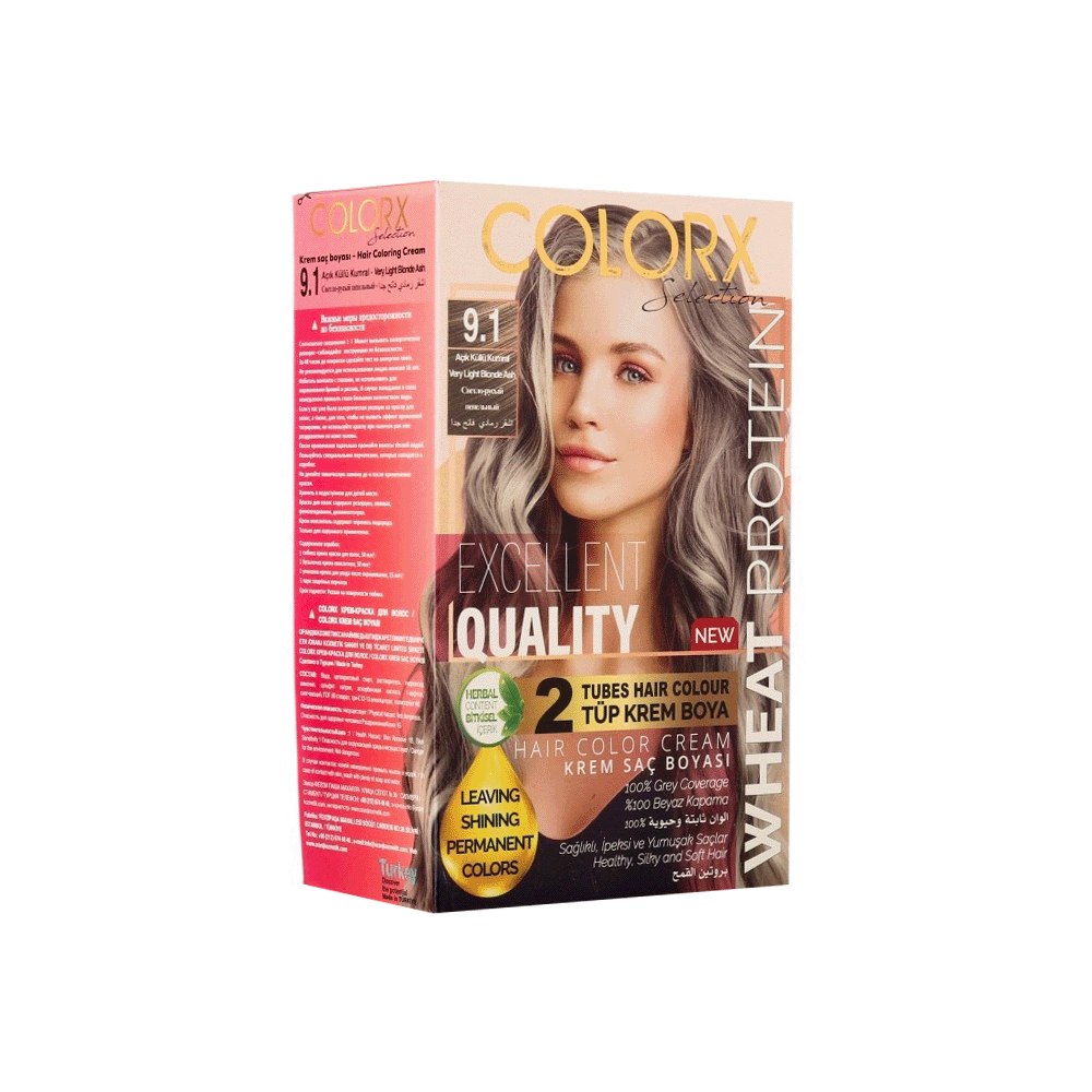 كولور اكس صبغة شعر خالية من الأمونيا رقم 9.1 - أشقر رمادي فاتح جدا