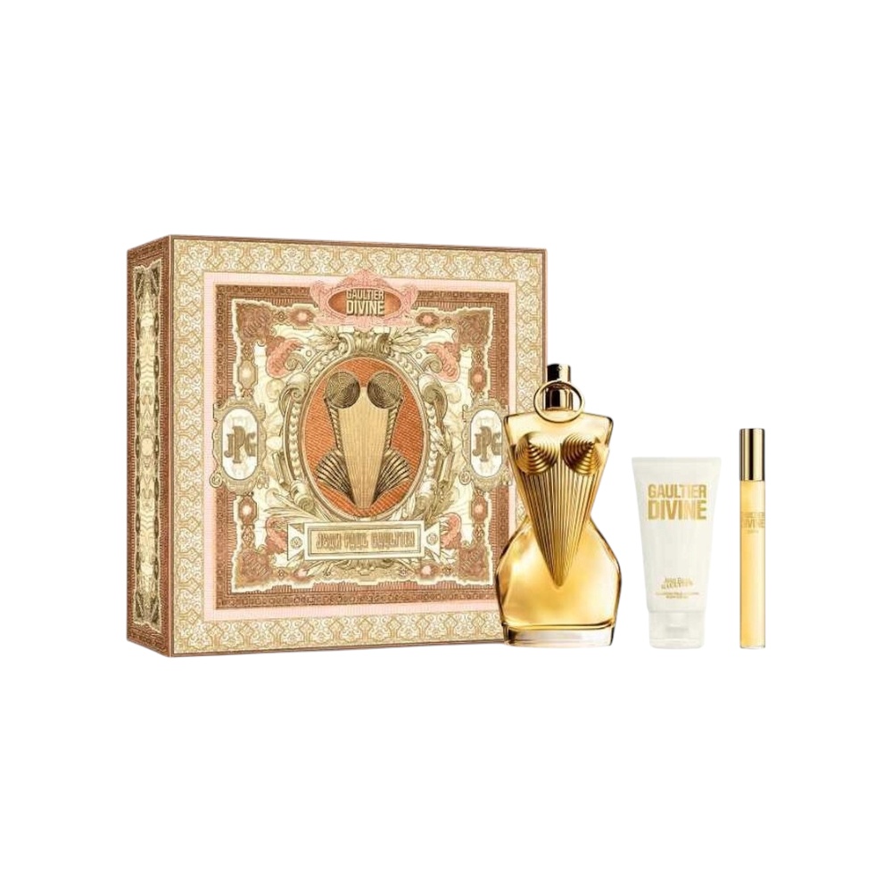جان بول غوتييه مجموعة عطر ديفاين للنساء 100 مل + لوشن جسم 75 مل + رذاذ ميني 10 مل