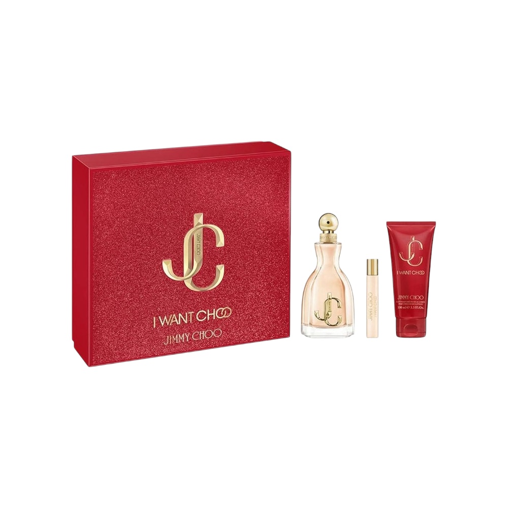 جيمي تشو عطر آي وانت تشو للنساء 100 ما + لوشن جسم 75 مل + رذاذ ميني 7.5 مل