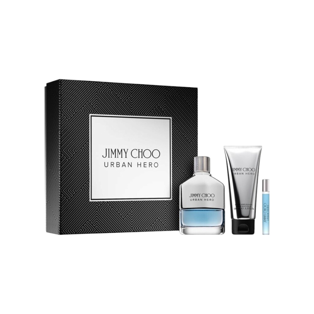 جيمي تشو عطر أوربان هيرو للرجال 100 مل + بلسم مابعد الحلاقة + رذاذ عطري 7.5 مل 