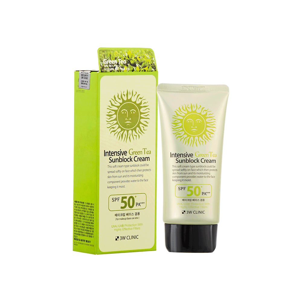 ثري دبليو كلينيك كريم واقي شمس مكثف بعامل حماية 50+ من الأشعة فوق البنفسجية بخلاصة الشاي الأخضر - 70 مل