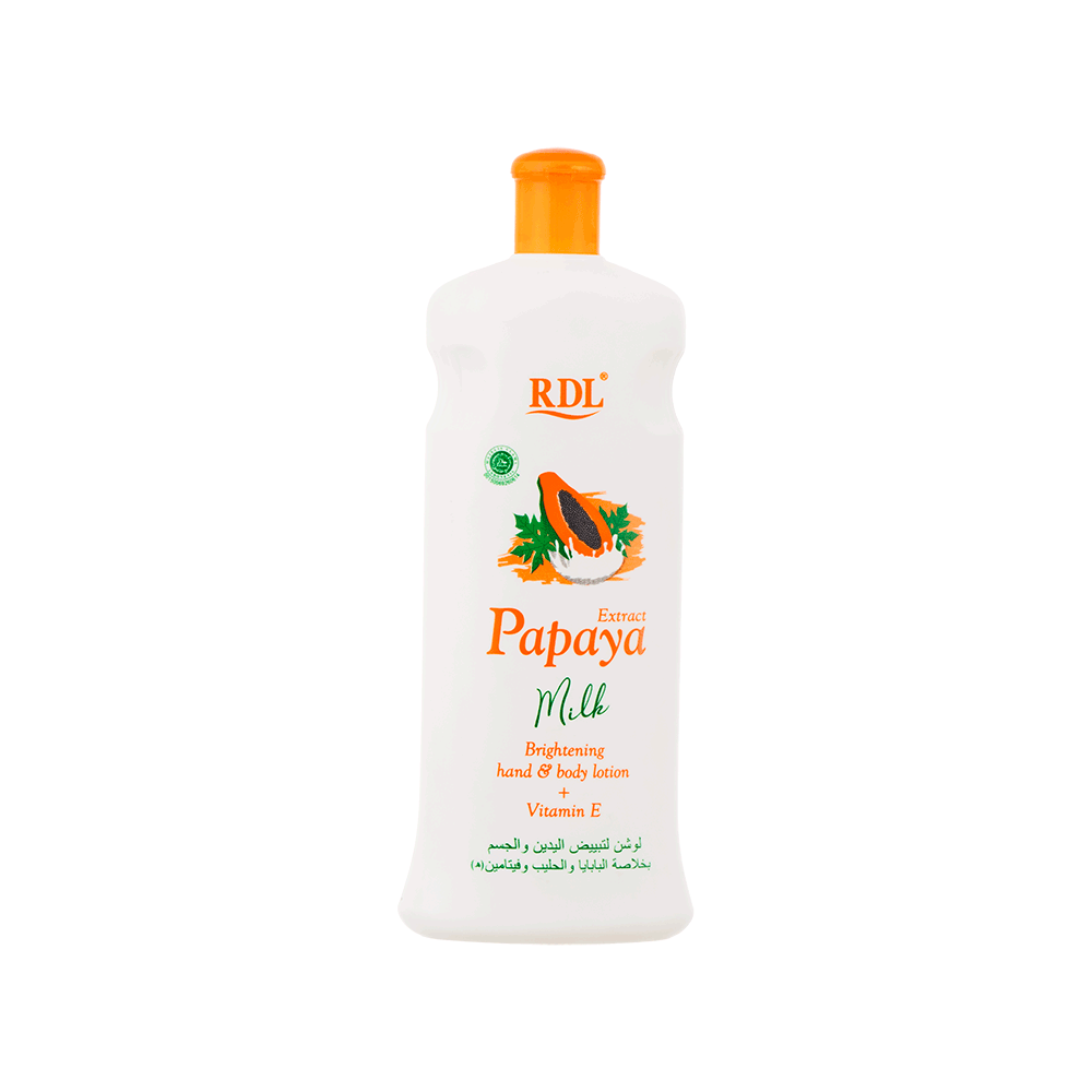 آر دي إل  لوشن مبيض لليدين و الجسم بخلاصة البابايا و الحليب مع فيتامين هـ - 600 مل