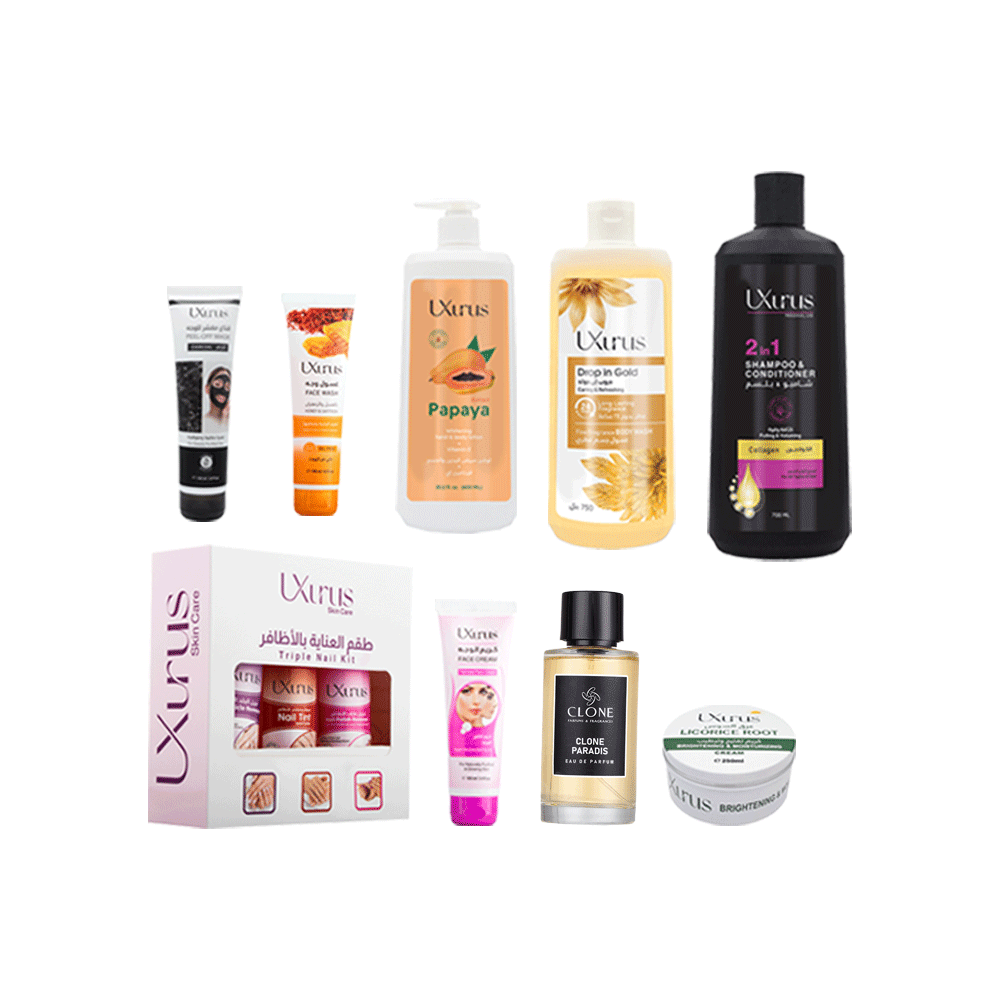 باكج العناية المتكملة بالبشرة و الشعر للعرائس مع عطر كلون باراديس - 9 قطع