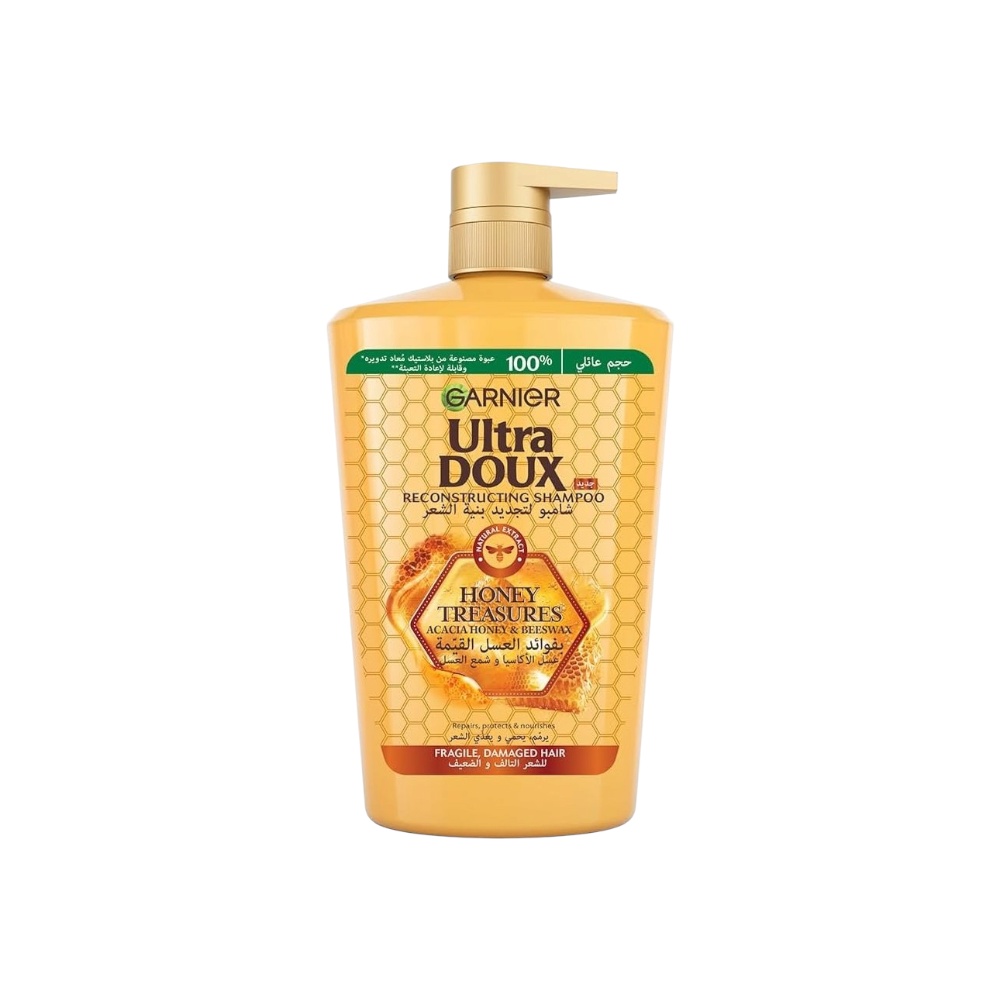 غارنييه آلترا دوكس شامبو بعسل الأكاسيا وشمع العسل لتجديد بنية الشعر التالف و الضعيف - 1000 مل