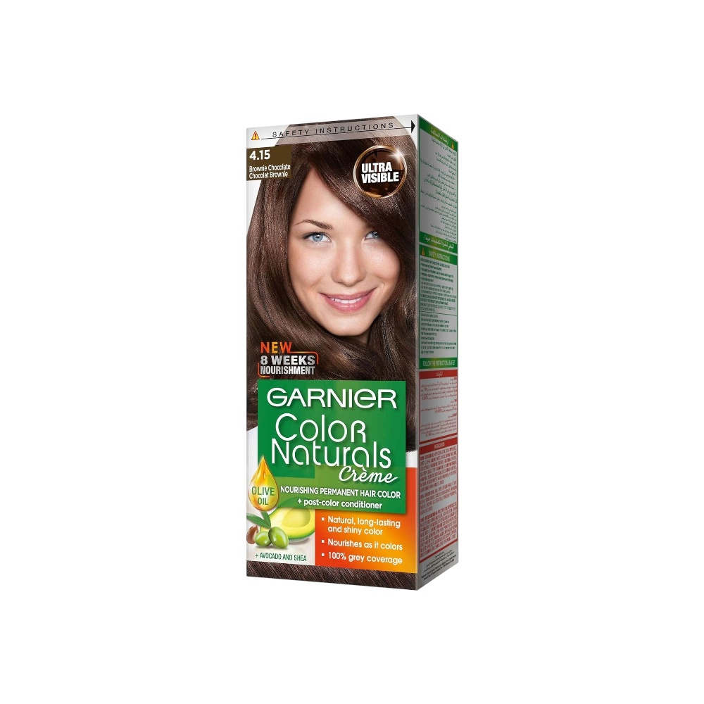 غارنييه كولور ناتشورالز صبغة دائمة مغذية للشعر - شوكولاتة براوني رقم 4.15
