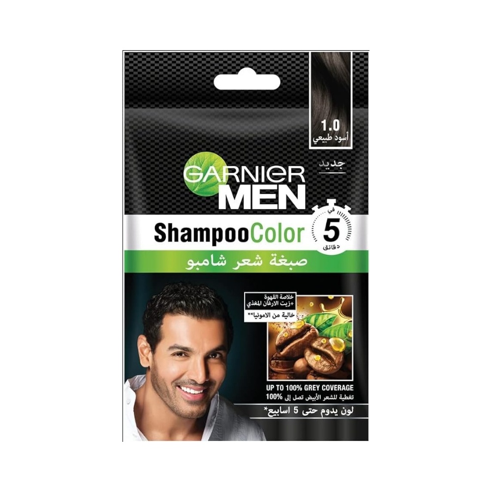 غارنييه شامبو صبغة الشعر للرجال - أسود طبيعي رقم 1.0