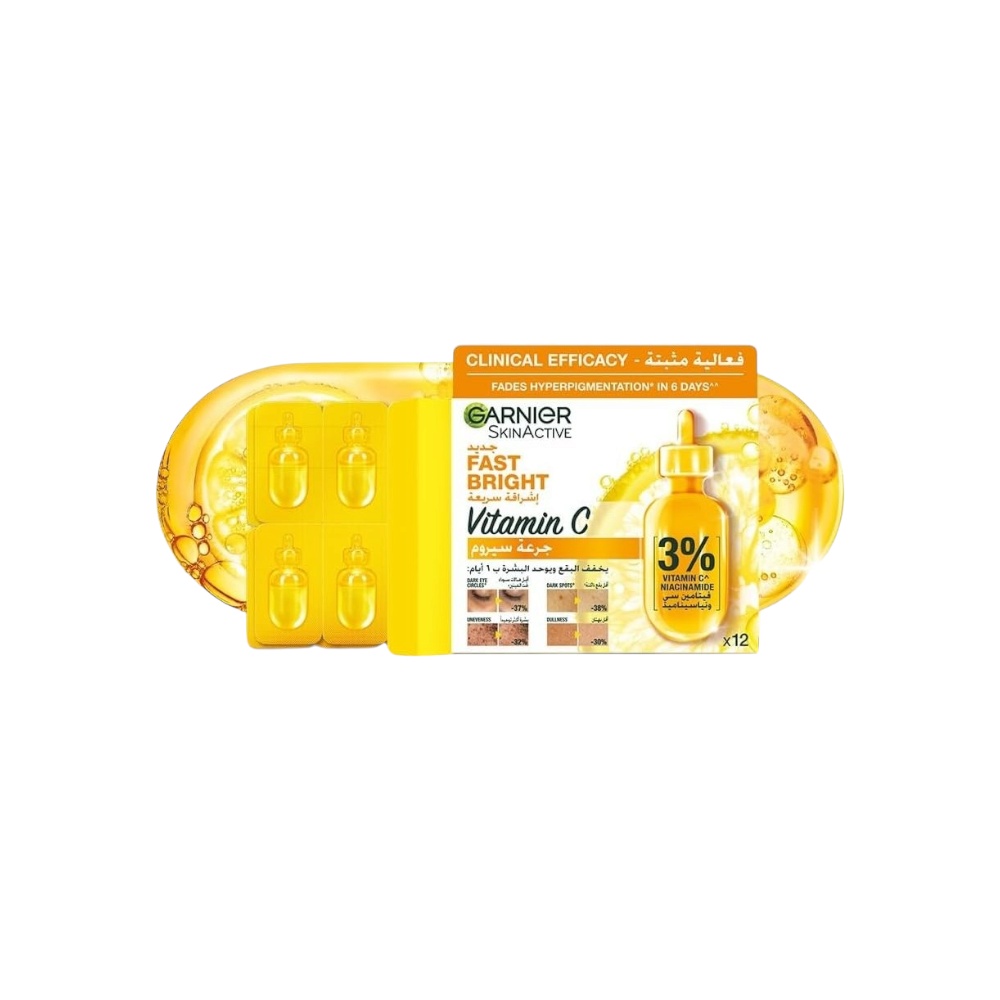غارنييه سكين اكتيف أموبلات سيروم فاست برايت بفيتامين سي لمعالجة البقع - 1.5 مل*12 أمبولة
