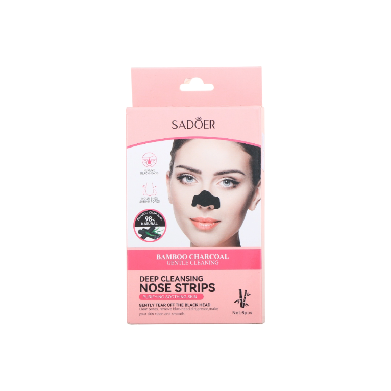 سادور شرائط الأنف لإزالة الرؤوس السوداء بفحم الخيزران  -  6 قطع 