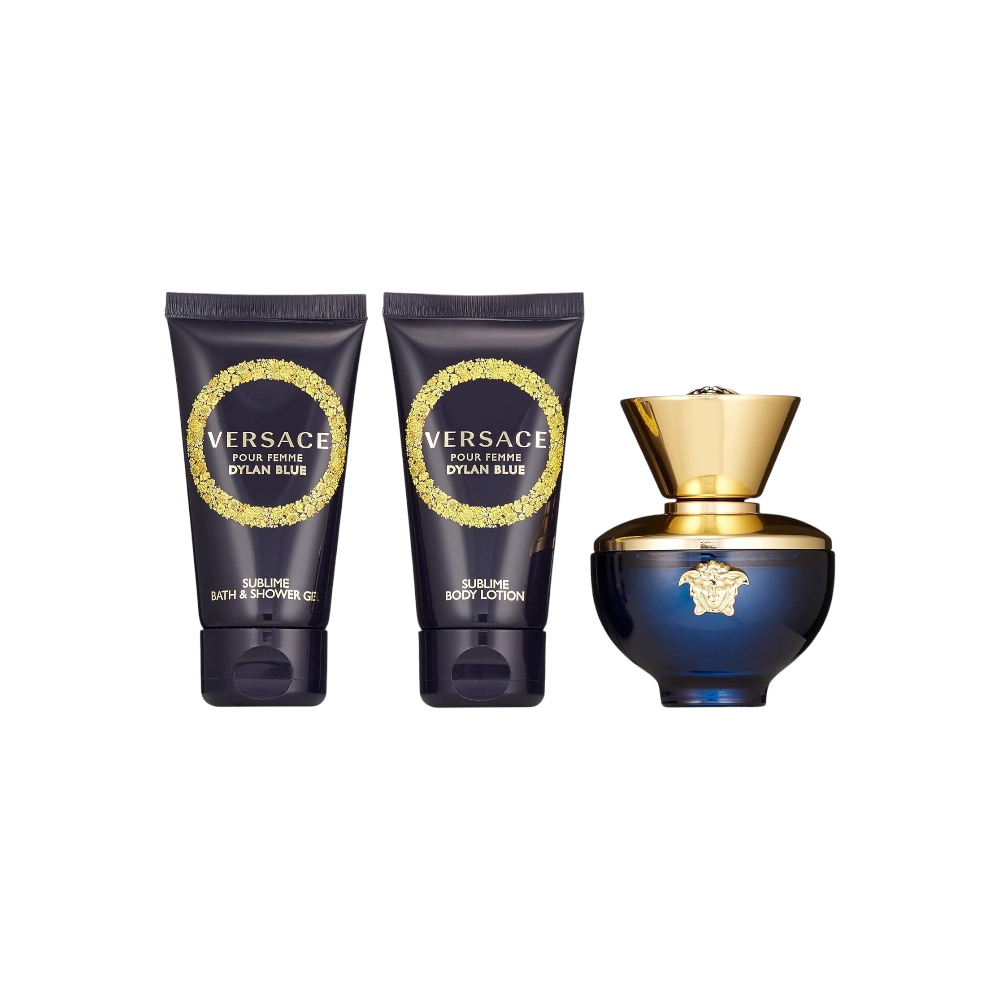 فيرزاتشي طقم عطر بور فيم ديلان بلو أو دو بارفان للنساء - 100 مل + لوشن جسم 50 مل + شاور جل 50 مل